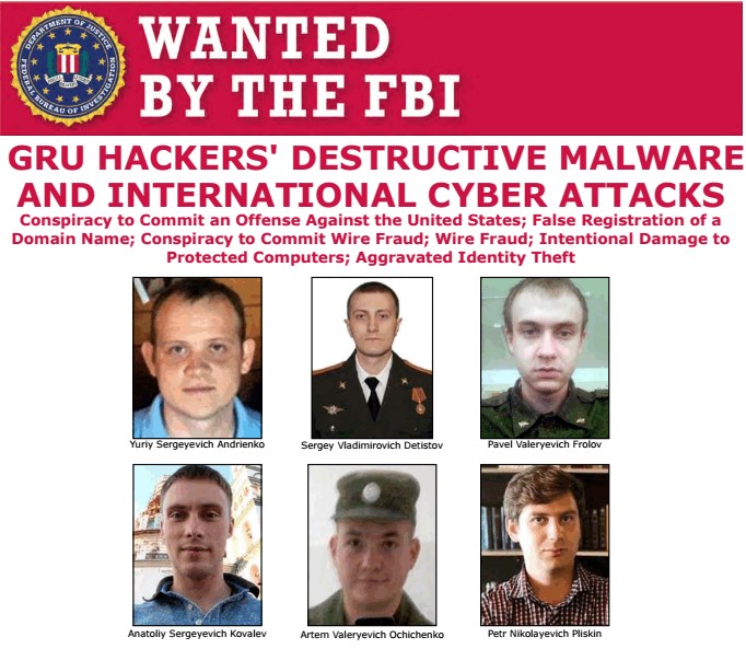 США обвинили шесть офицеров ГРУ в кибератаках по всему миру